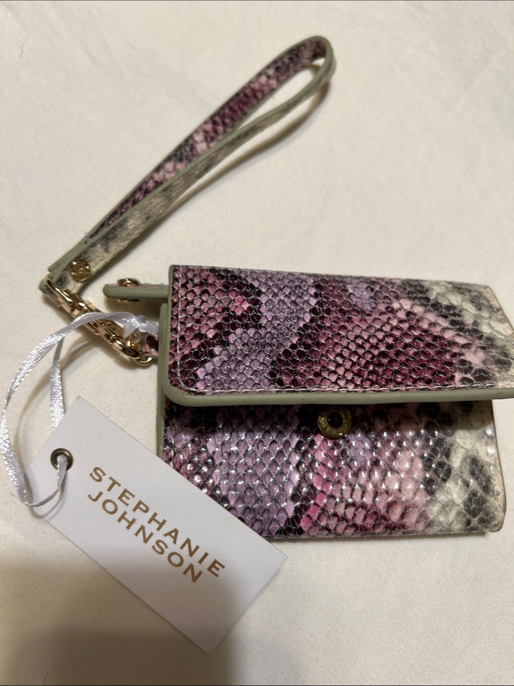 Stephanie Johnson Pink & Purple Snakeskin Wristlet Card Case